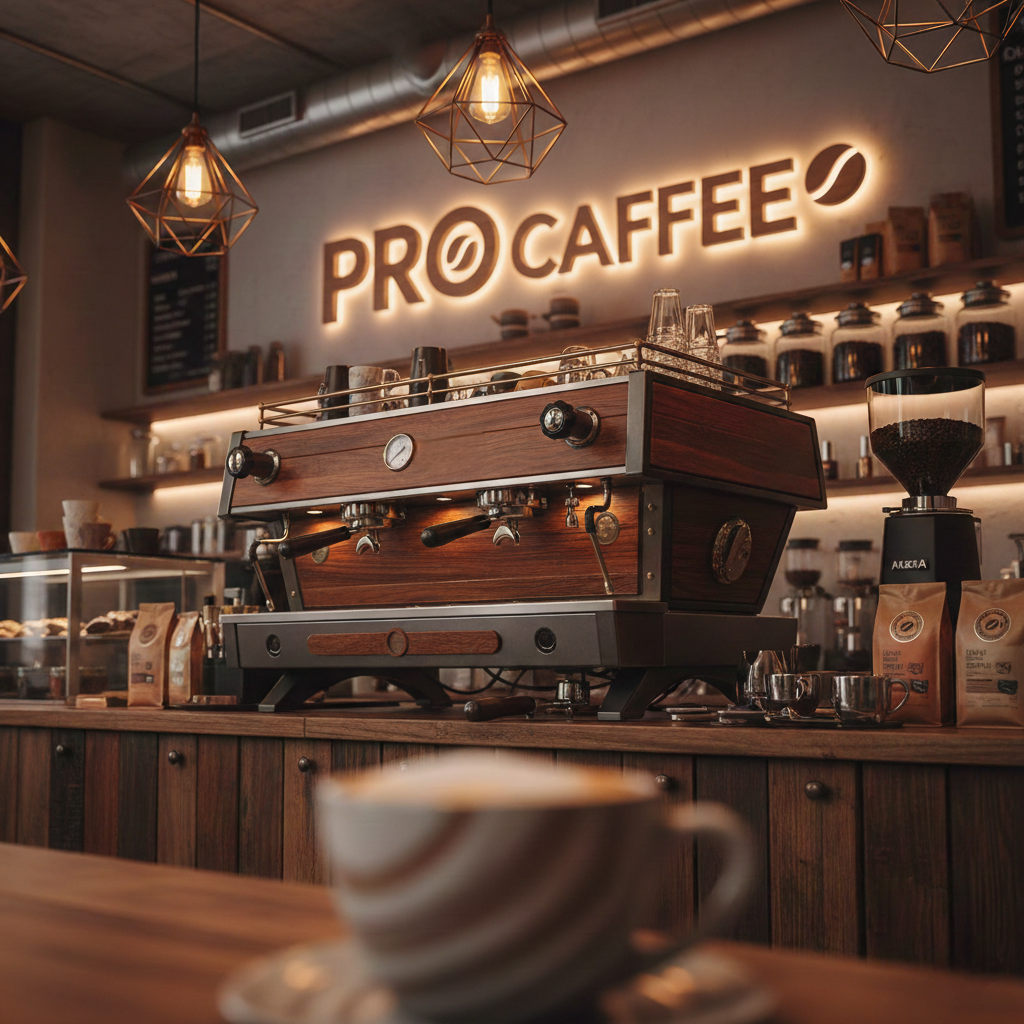 اسپرسوساز ری‌فیس‌ پرو کافی شده به عنوان المان طراحی داخلی و امضای بصری برند کافه